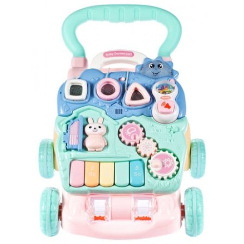 Antemergator Interactiv 3 in 1, Centru de activitati interactiv si detasabil, Lumini si Sunete, Multiple Moduri Joaca, Forme, Culori, Note muzicale, Cifre, Baby Bunny