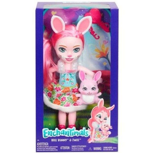 Set Papusa Mare Bree Bunny cu animalut Twist, EnchanTimals, 35 cm
