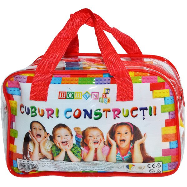 Cuburi de constructii in gentuta Rosie , 160 piese/285 g , Robentoys®