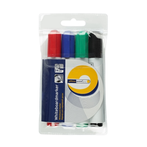 Set Marker whiteboard, flipchart, varf rotund, 4 culori/set, Office Point