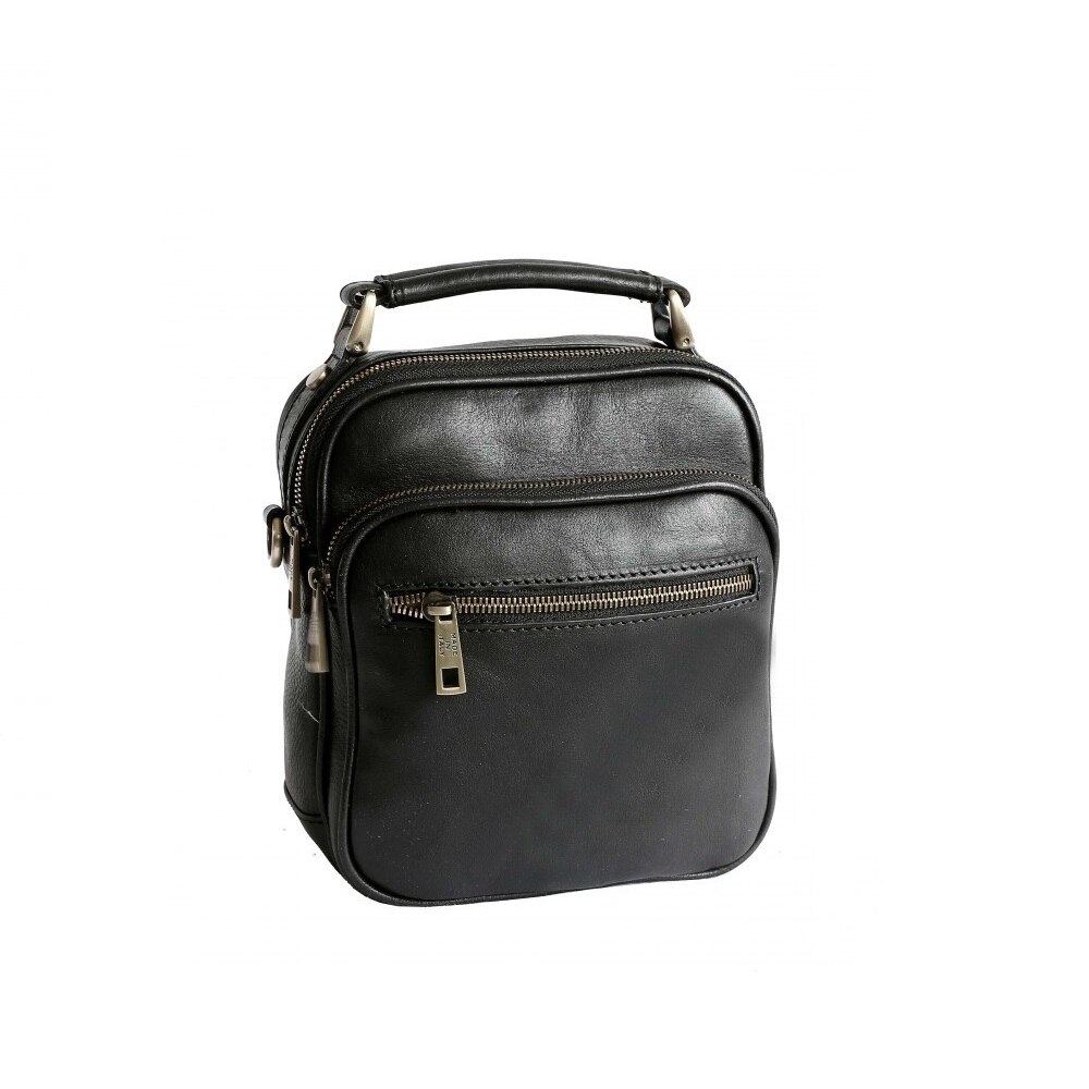Borseta pentru barbati, de umar, din piele naturala, 8930, neagra