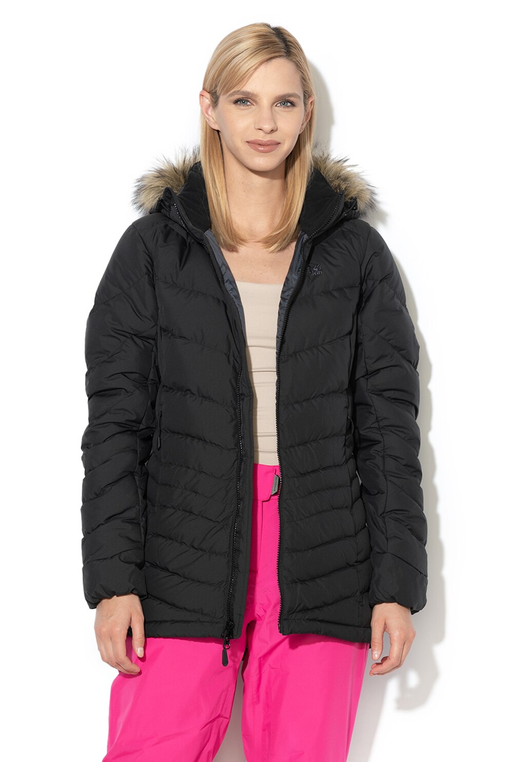 Jack Wolfskin, Jacheta cu umplutura de puf, pentru drumetii Selenium Bay, Negru