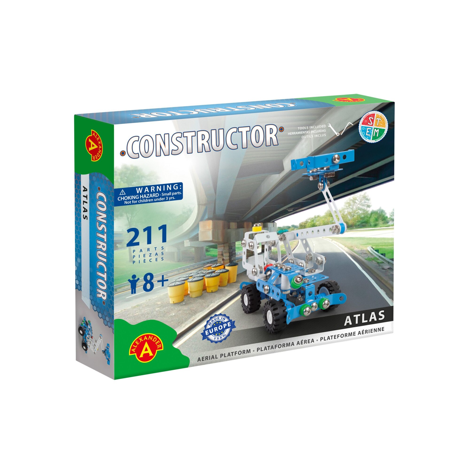 Set constructie, Alexander, 211 piese metalice Constructor Atlas Platforma de tractare