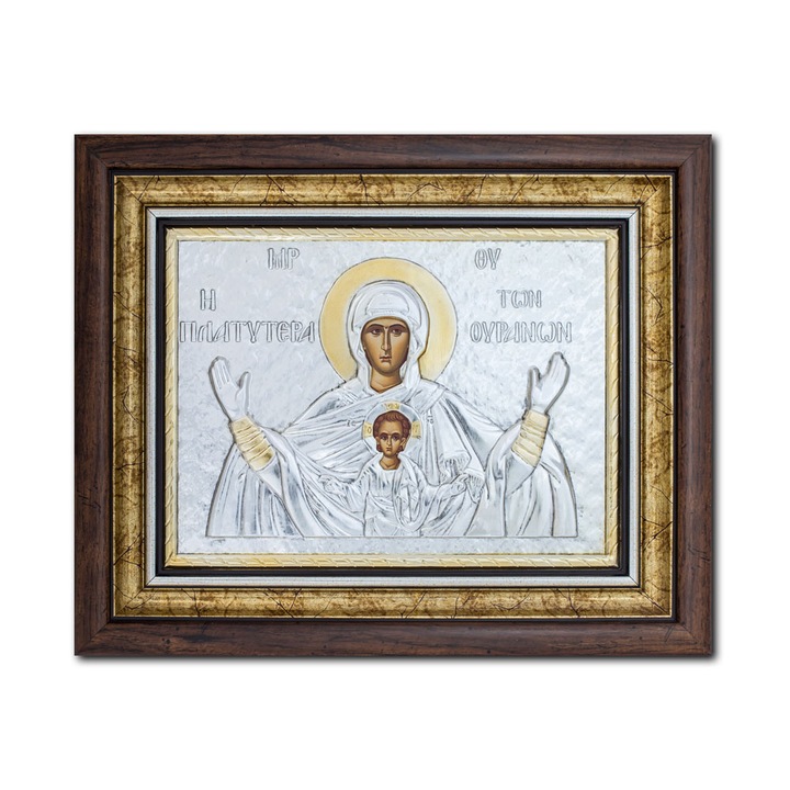 Icoana argintata - Maica Domnului Imparateasa Cerurilor - Platitera 36x44cm K700-409