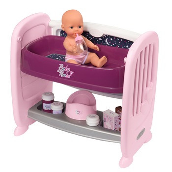 Set de joaca 2 in 1 Smoby - Baby Nurse, Sleeping bed, 14 accesorii Set de joaca 2 in 1 Smoby - Baby Nurse, Sleeping bed, 14 accesorii