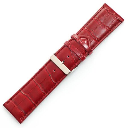 Curea ceas piele ecologica , 24 mm, Rosie