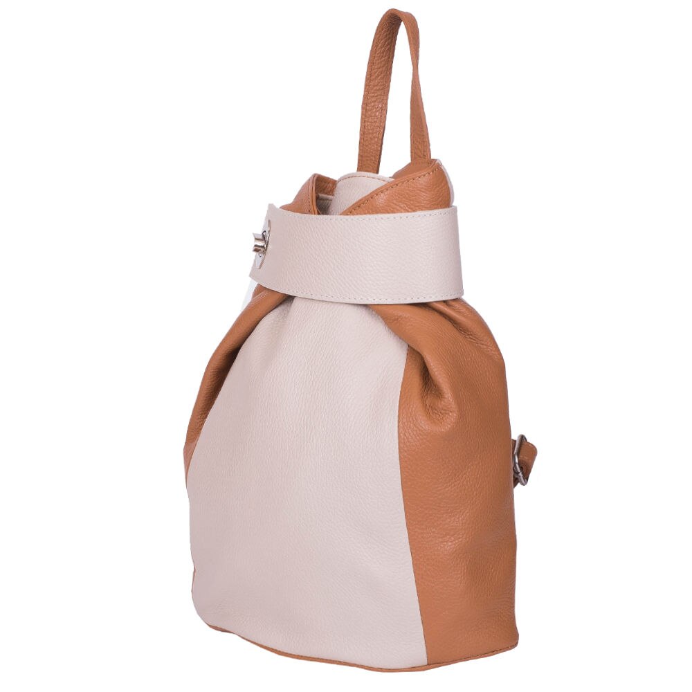Rucsac piele naturala Emily bej/maro