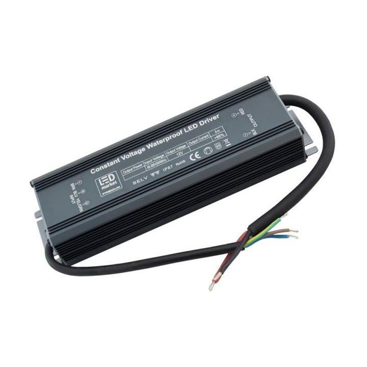 Transformator banda LED 100W, IP67, 230V - 12VDC, LED Market®, MSD-CV-100W