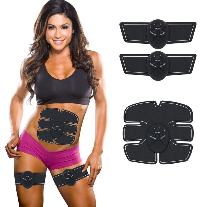 Aparat pentru Abdomen si Muschi Oblici + 2 Aparate pentru Biceps, Coapse si Gambe cu Electrostimulare