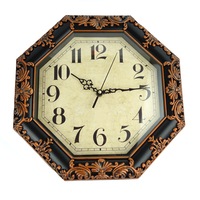 ceas decorativ de perete cu aspect vintage forma hexagon maro 35 cm imagen 5_0_
0