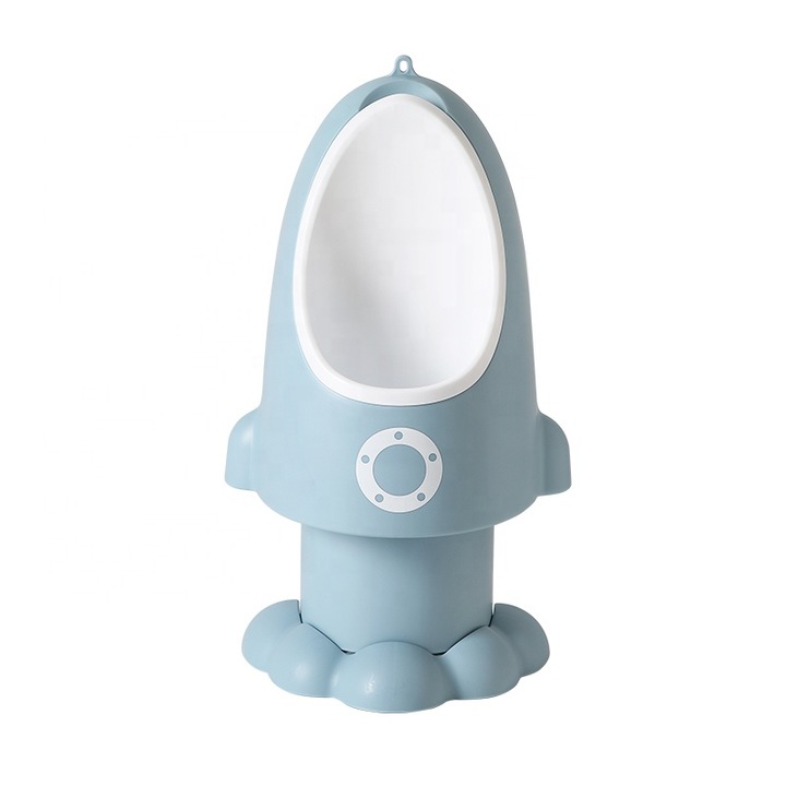 Pisoar pentru baieti Little Mom Rocket Gray cu inaltime reglabila, vas colector detasabil, dimensiune 27,5 x 15 x 49 cm