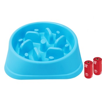 Castron Hranire Lenta Caini FizioTab® si 2 Pungi Igienice, Pentru Prevenirea Indigestiei, Slow Feed Bowl Interactiv Catei, pentru Mancare sau Apa, Antiderapant, Albastru Castron Hranire Lenta Caini FizioTab® si 2 Pungi Igienice, Pentru Prevenirea Indigestiei, Slow Feed Bowl Interactiv Catei, pentru Mancare sau Apa, Antiderapant, Albastru