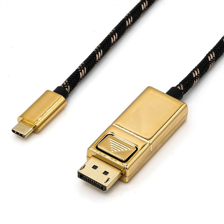 USB-C kábel Displayport v1.2 4K60Hz GOLD TT 2m, Roline 11.04.5849