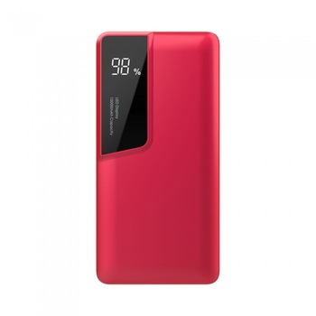 Baterie externa cu display digital, V-TAC, USB (Micro USB & Tipe C), 10000mAh, rosie Baterie externa cu display digital, V-TAC, USB (Micro USB & Tipe C), 10000mAh, rosie
