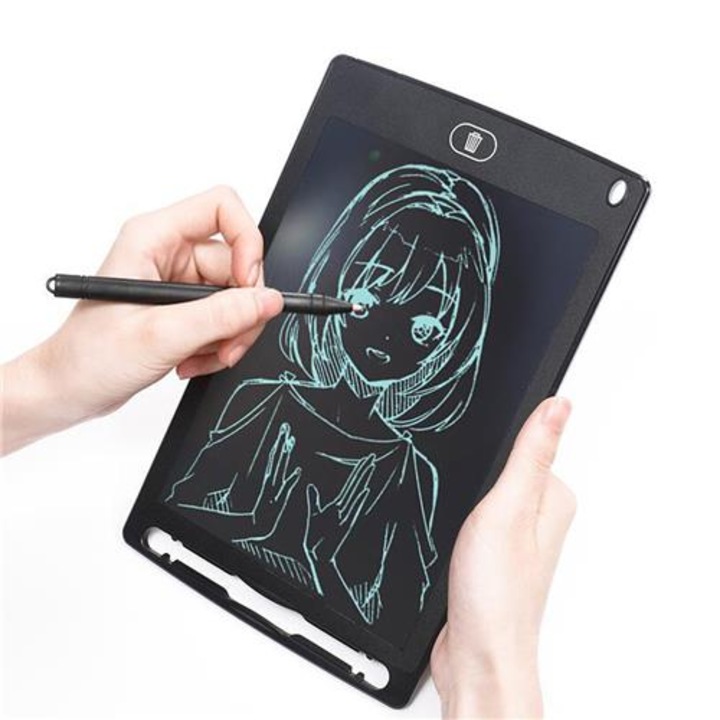 Tableta de desen LCD pentru copii, 12 inchi, Cu stilou, Negru