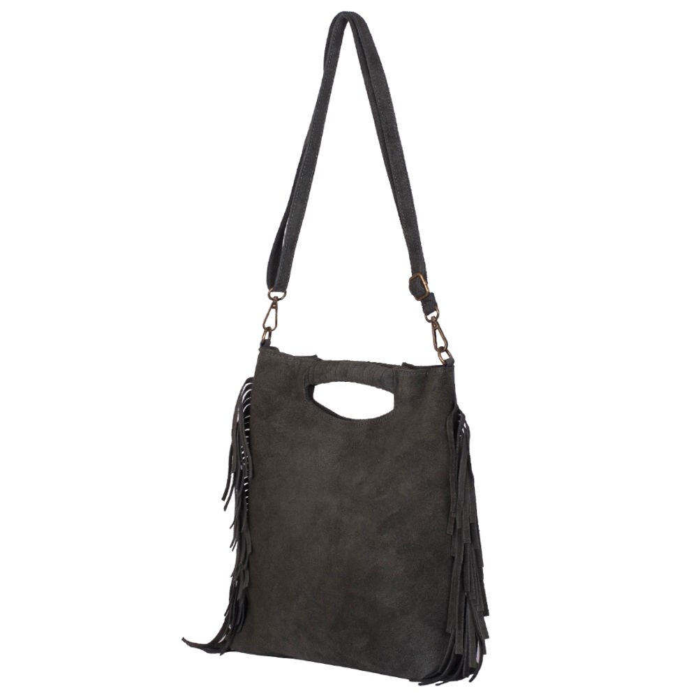 Geanta piele intoarsa Renata verde