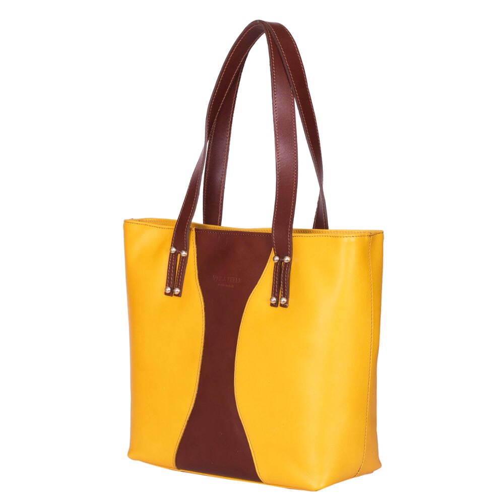 Geanta din piele naturala Aurora galbena