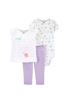 Carter's, Set de imbracaminte, 3 piese, Alb/Lila, Alb/Lila Carter's, Set de imbracaminte, 3 piese, Alb/Lila, Alb/Lila