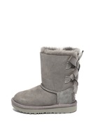 UGG, Ghete de piele intoarsa, cu funde Bailey, Gri inchis, 25 EU