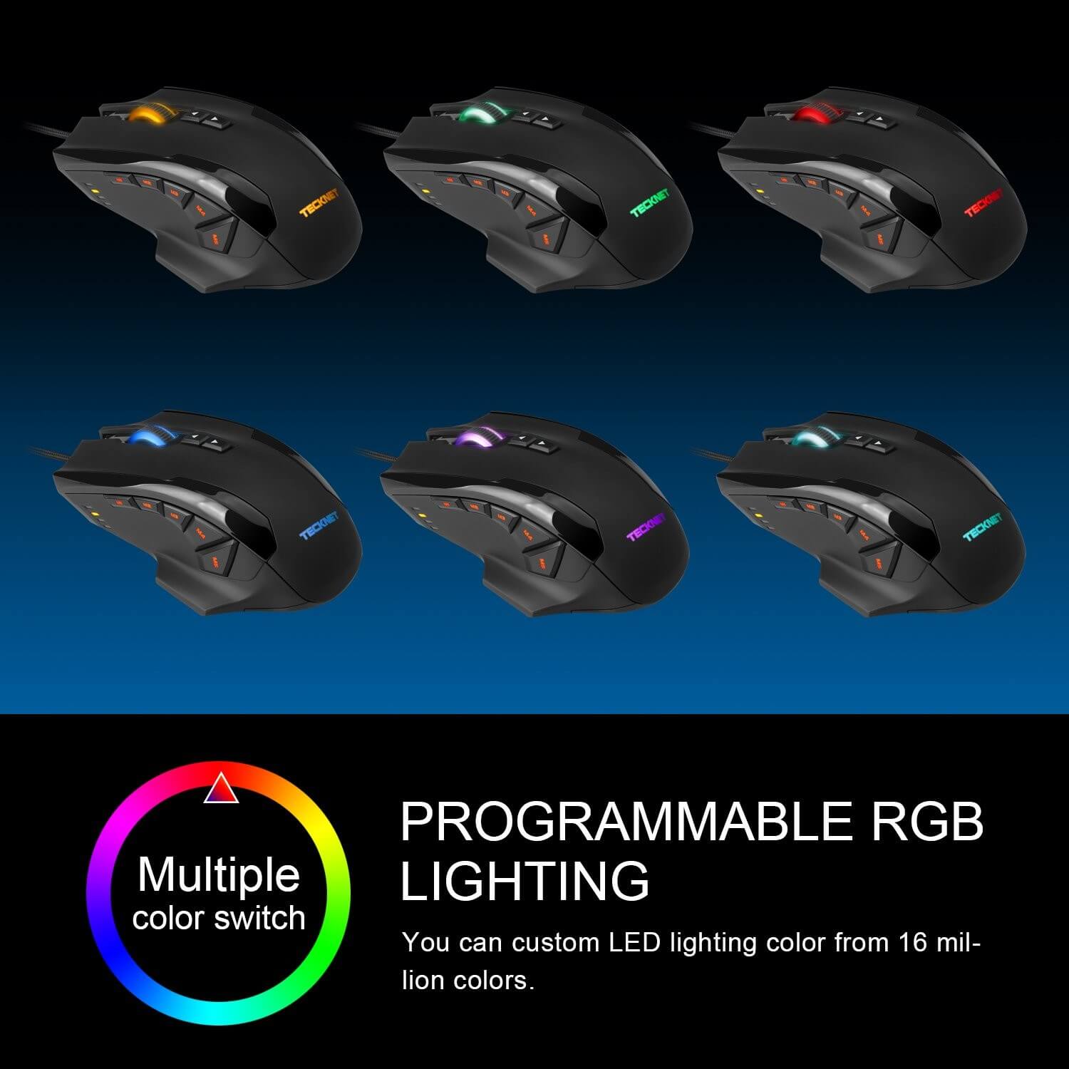 tecknet hypertrak programmable laser gaming mouse