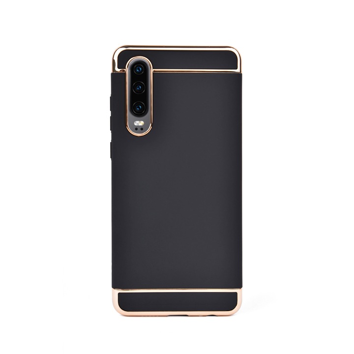 Luxus 3 részes tok/tok Huawei P30-hoz, Tok, Kemény, Magas védelem, Fekete