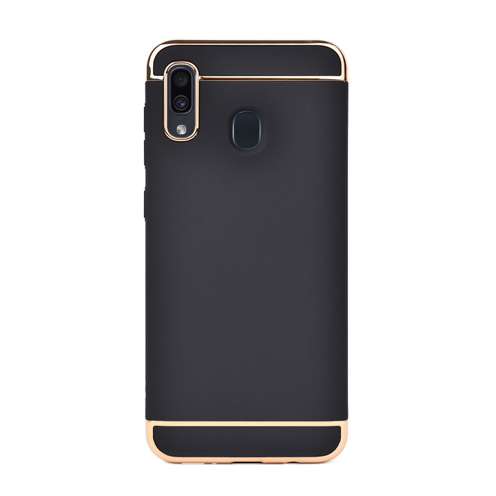 Luxus 3 részes tok/tok Samsung Galaxy A30/SM-A305FN telefonhoz, Tok, Kemény, Magas védelem, Fekete