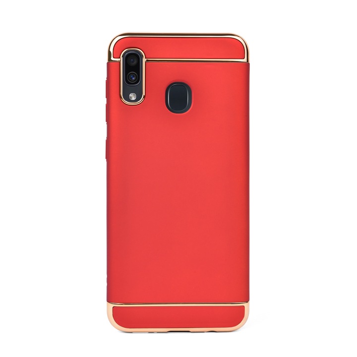 Luxus 3 részes tok/tok Samsung Galaxy A30/SM-A305FN telefonhoz, Tok, Kemény, Magas védelem, Piros