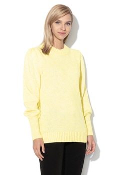 GAP, Pulover cu decolteu la baza gatului si garnituri cu striatii 000498245, Galben deschis melange, XL GAP, Pulover cu decolteu la baza gatului si garnituri cu striatii 000498245, Galben deschis melange, XL