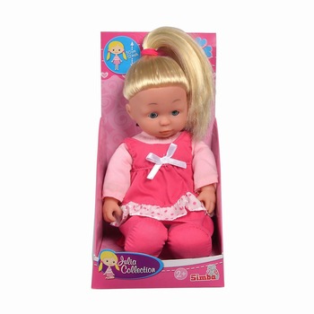 Papusa Simba Soft cu hainute rosii, 30 cm Papusa Simba Soft cu hainute rosii, 30 cm