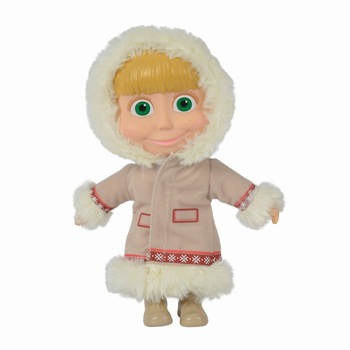 Papusa Masha and the Bear, cu corp moale, hainute albe, 23 cm Papusa Masha and the Bear, cu corp moale, hainute albe, 23 cm