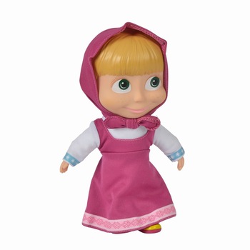 Papusa Masha and the Bear, cu corp moale, hainute mov, 23 cm Papusa Masha and the Bear, cu corp moale, hainute mov, 23 cm