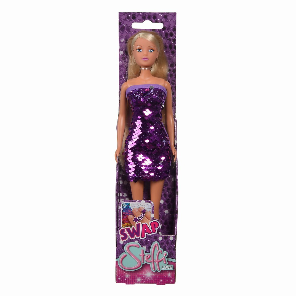 Papusa Steffi Love Swap - Rochita cu paiete reversibile violet