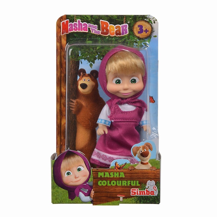 Кукла Masha and the Bear Colourful, Лилава рокля