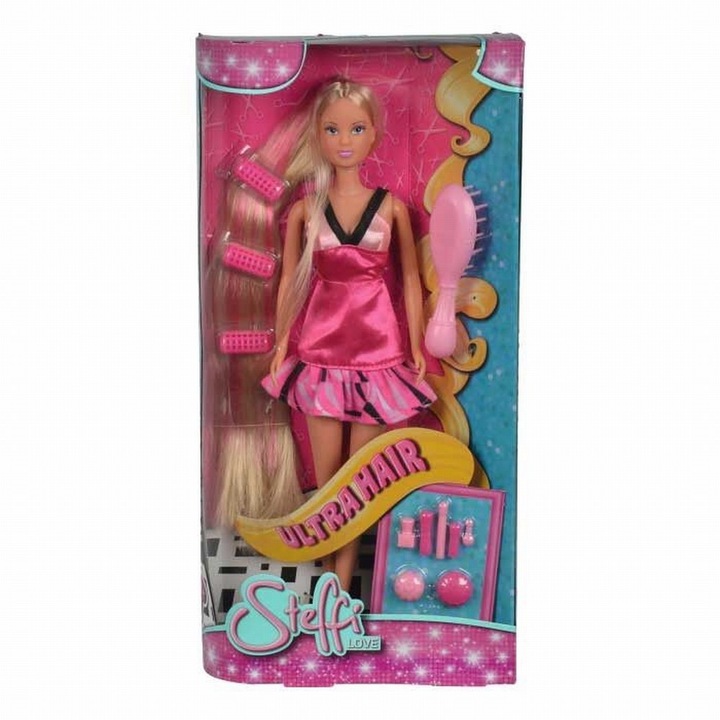 Papusa Steffi Love Ultra Hair, rochita roz inchis