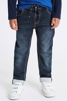 Marks & Spencer, Blugi regular fit cu snur pentru ajustare, Albastru marin Marks & Spencer, Blugi regular fit cu snur pentru ajustare, Albastru marin