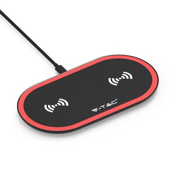 Incarcator wireless, V-TAC, 10W, rosu-negru Incarcator wireless, V-TAC, 10W, rosu-negru