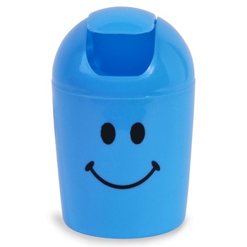 Cos de gunoi, model smiley, 1.2lt, albastru, 19x12 cm Cos de gunoi, model smiley, 1.2lt, albastru, 19x12 cm