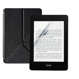 Set 2 in 1 pentru eBook Reader Kindle Paperwhite 2018 10th generation cu husa KRASSUS flip cover tip origami si folie ecran, negru