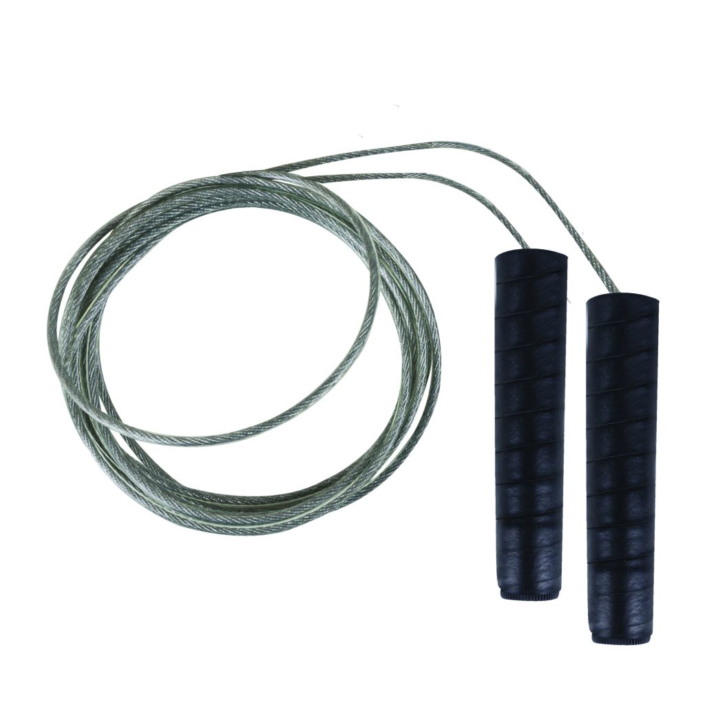 Coarda sarituri din otel, Spokey, 250cm, manere piele artificiala