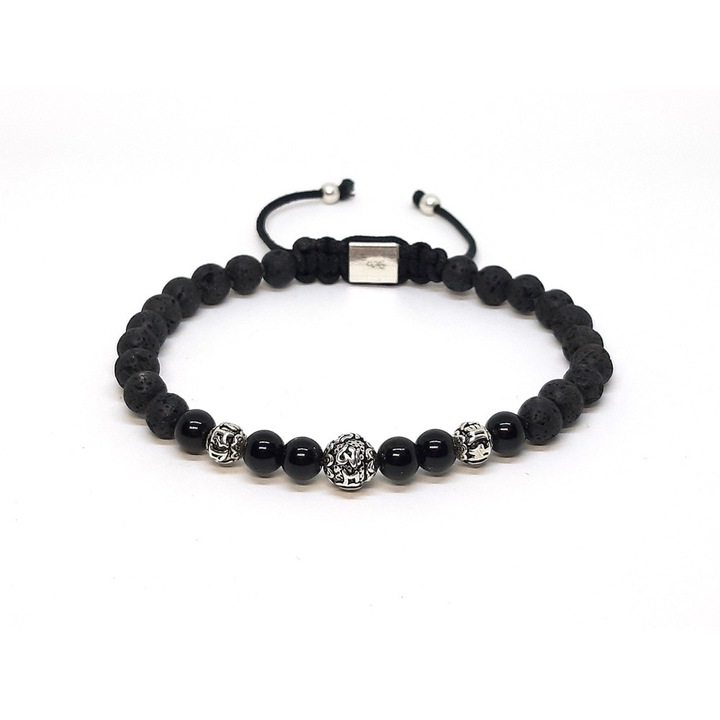 Bratara Lava Stone si Elemente din Argint