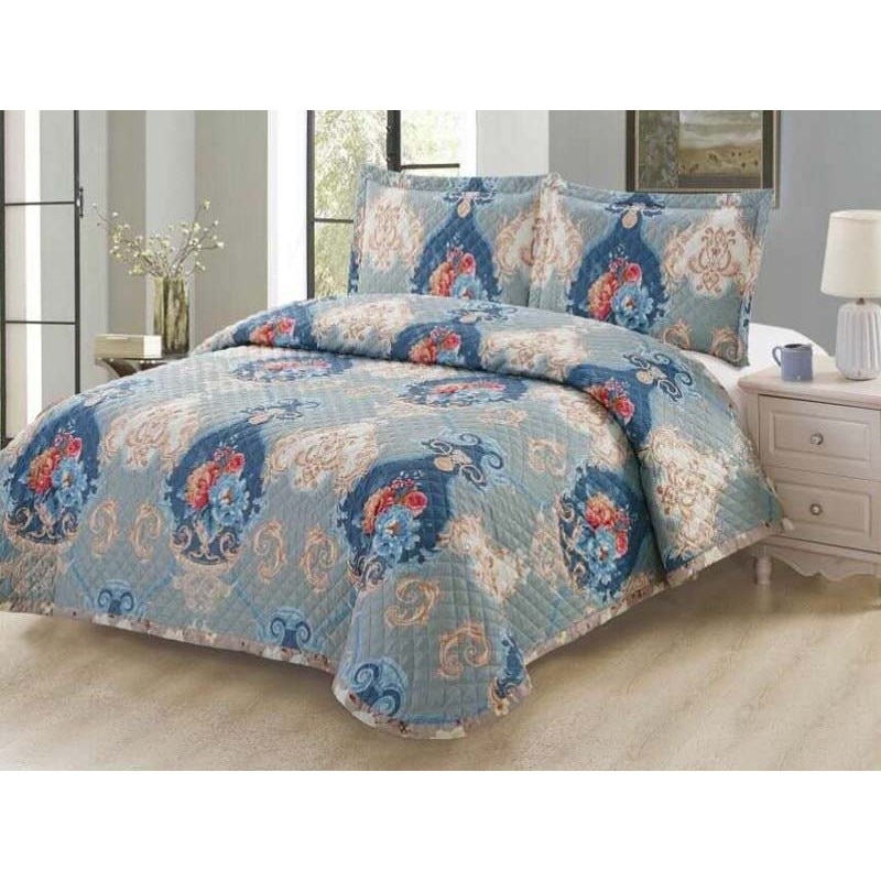 Cuvertura de pat 3 piese , pat 2 persoane , culoare bleu