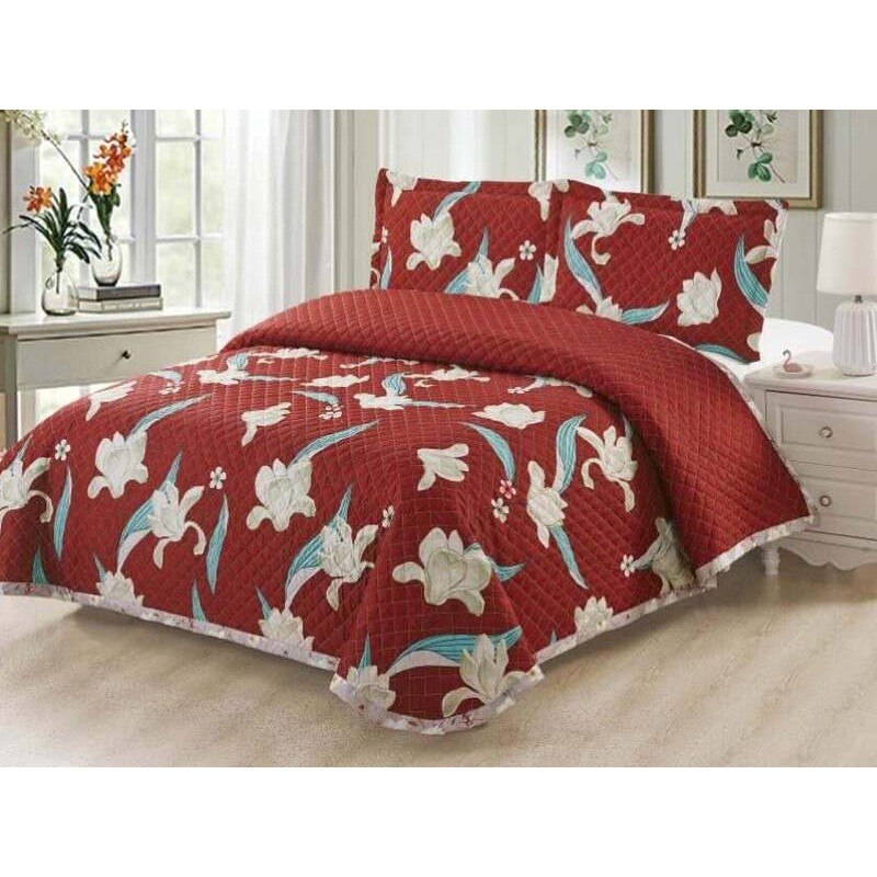 Cuvertura de pat 3 piese , pat 2 persoane , culoare bordo