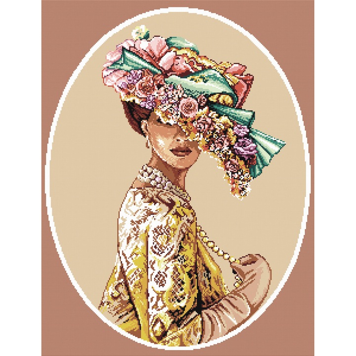 Goblen Lady Victoria , Hudemas , kit goblen imprimat pe panza , cu fire mouline