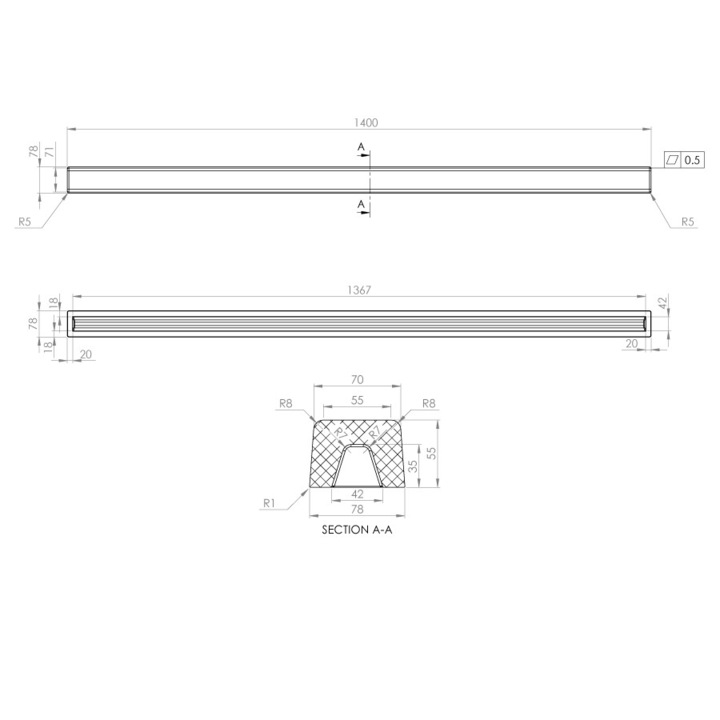 Prag dus din granit 1,40 m bej