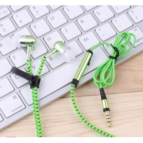 Casti Audio Premium Deluxe Bass Boost System 3.5mm, cu Fermoar, in-ear cu Microfon, Verde