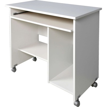 Birou de calculator, Germania, PAL si lemn de fag, Alb, 90 x 48 x 72 cm Birou de calculator, Germania, PAL si lemn de fag, Alb, 90 x 48 x 72 cm