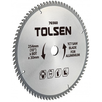 Lama ferastrau TCT pentru aluminiu Tolsen, 254 x 30 x 80 T Lama ferastrau TCT pentru aluminiu Tolsen, 254 x 30 x 80 T