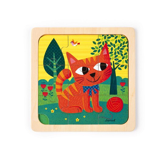 Puzzle din lemn Pisica Felix 9 piese Janod
