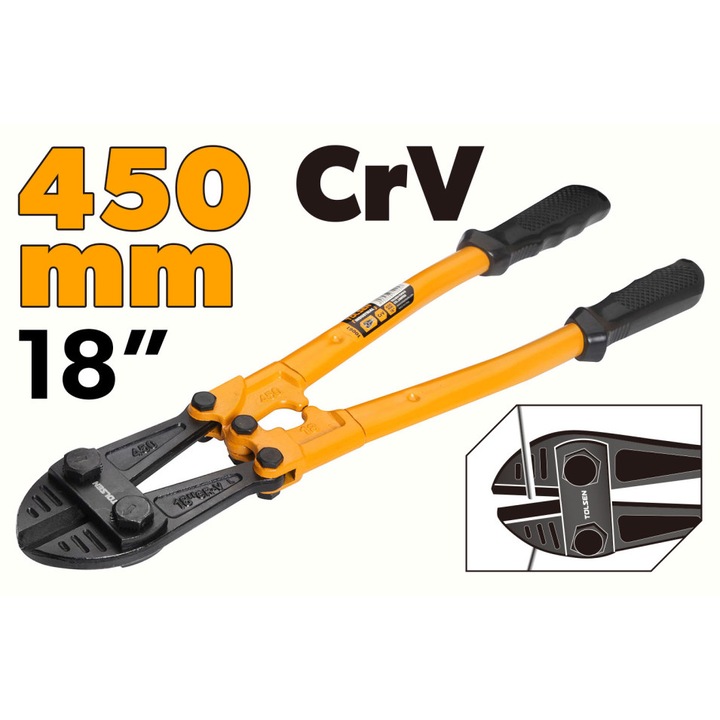 Cleste pentru taiat bolturi TOLSEN 450 mm (18"), Lama Cr-V, Finisaj negru anticoroziv, Constructie robusta, Taiere eficienta pentru tije, lanturi si suruburi, Industrial, lame din otel de inalta calitate calitate superioara, finisaj negru anticoroziv