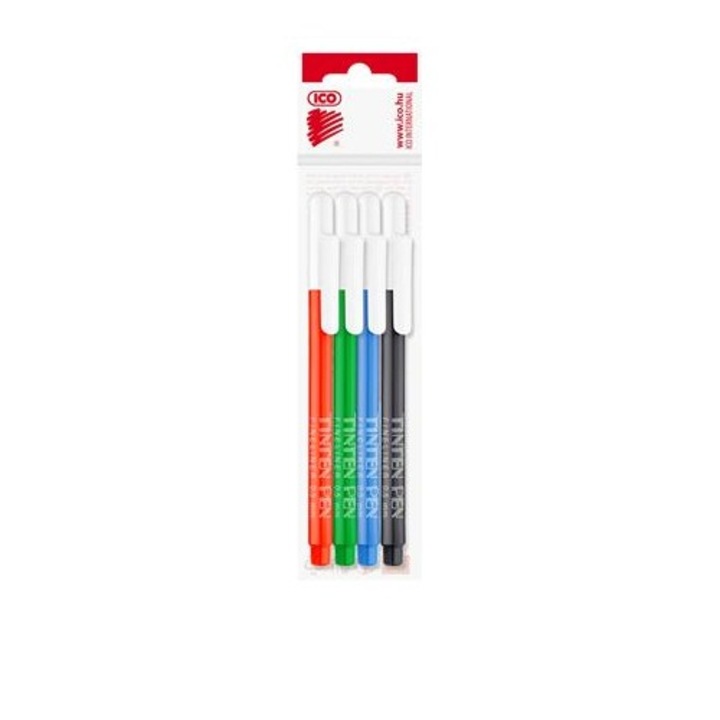 Ico "Tinten Pen" 0,5 mm, 4 különböző színű tűfilc készlet